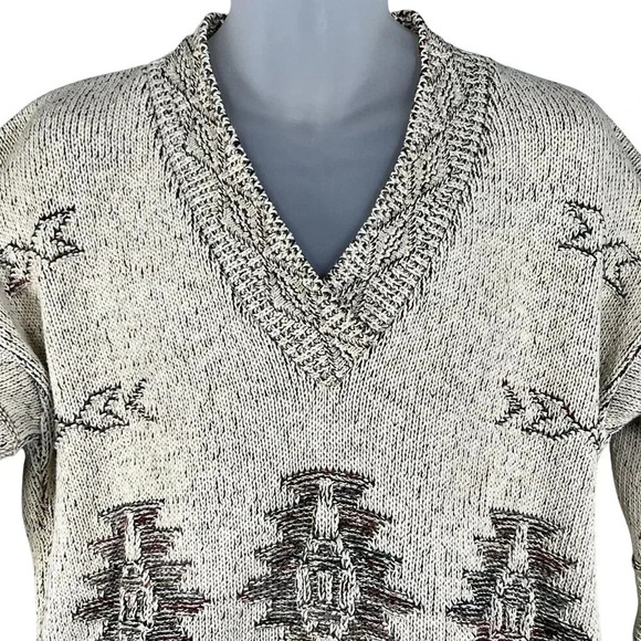 Vintage Equipt Mens L-XL Aztec Pullover Sweater Southwestern Cotton Blend Hippie - Picture 5 of 16